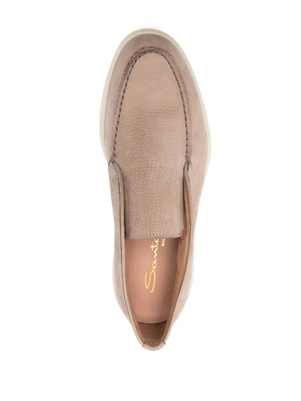 Santoni Pebbled Suede Loafers | Brown | FARFETCH