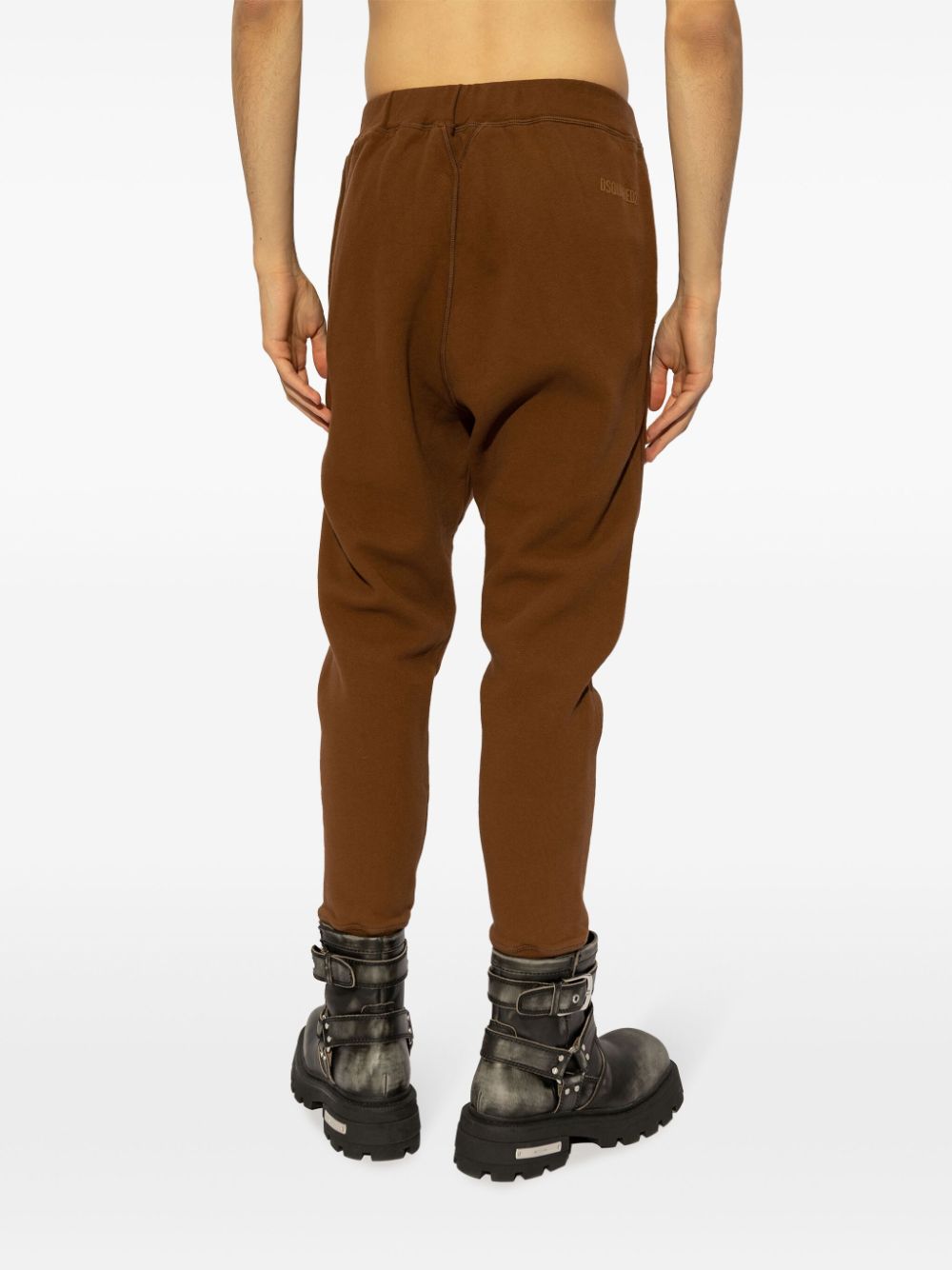 Shop Dsquared2 Tapered Cotton Track Pants In Brown