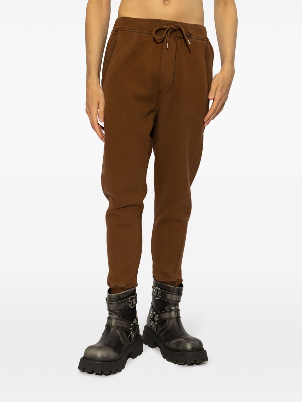 Shop Dsquared2 Tapered Cotton Track Pants In Brown