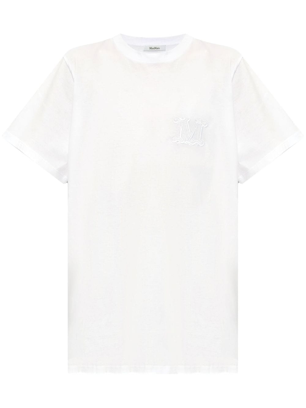 Max Mara Monogram-embroidered Cotton T-shirt In White