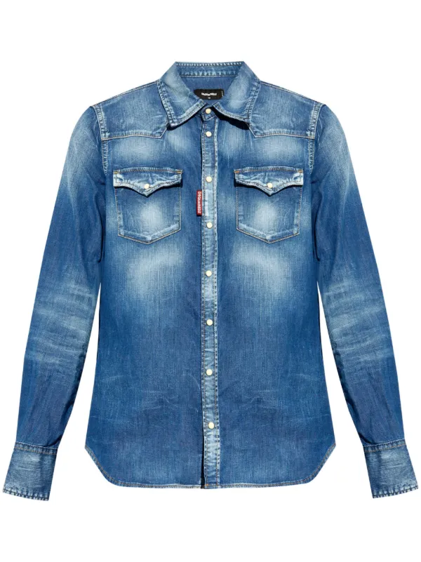DSQUARED2 Western ripped-detail Denim Shirt | Blue | FARFETCH