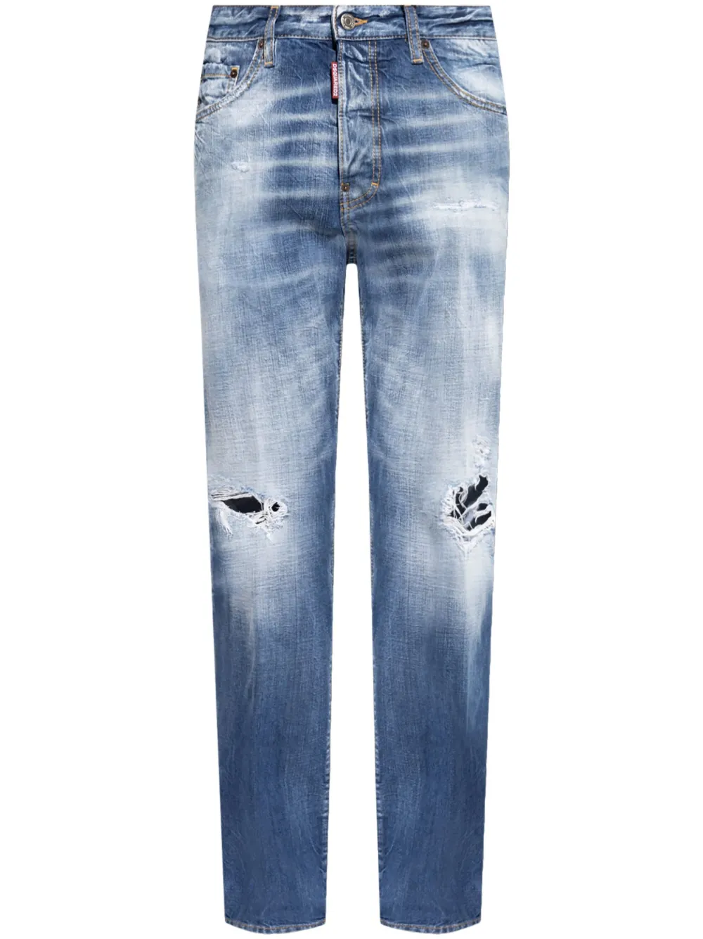 Dsquared2 Ripped Straight-leg Jeans In 蓝色