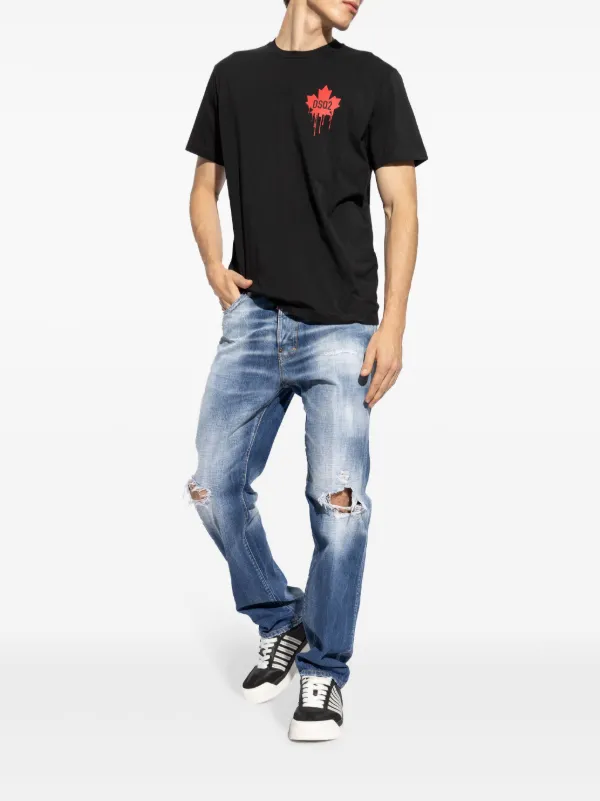 宅配便配送 Ripped DSQUARED2 straight-leg FARFETCH | Blue | Jeans セキュリティ・セーフティ