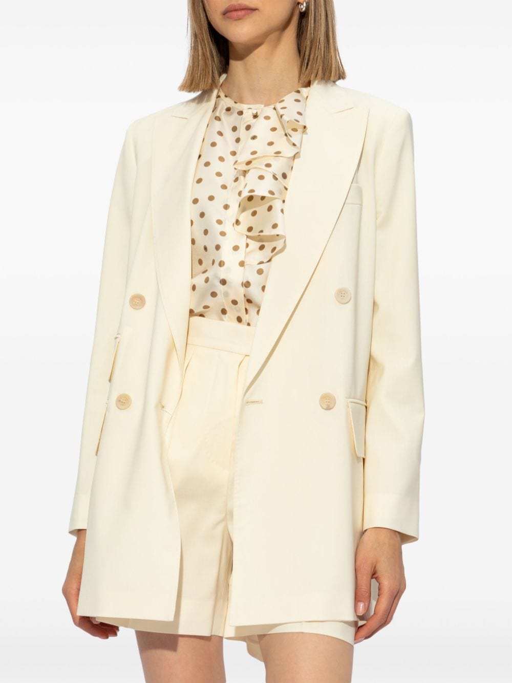 Shop Max Mara Double-breasted Virgin-wool Blazer In Neutrals