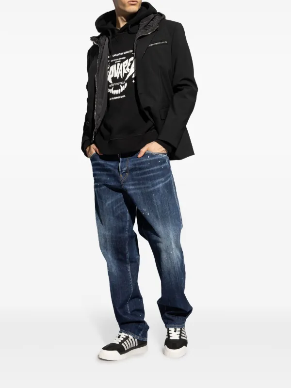 パーカー・フーディ D SQUARED2 LOGO PRINTED SWEATSHIRT (S71GU0523_S25542900) DSQUARED2 logo-print Distressed Hoodie | Blue | FARFETCH