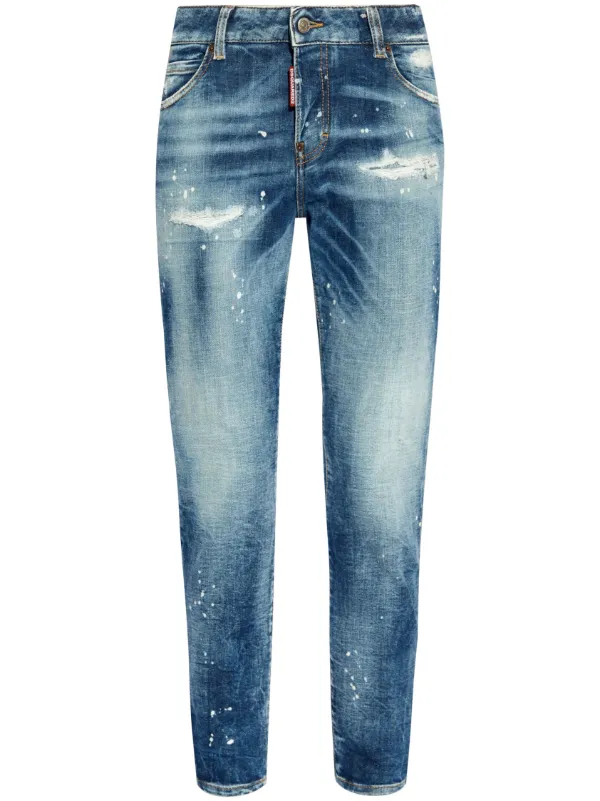 【関税込 日本発送】DSQUARED2 ロゴ パッチ ジーンズ DSQUARED2 ロゴパッチ ジーンズ | ブルー | FARFETCH JP