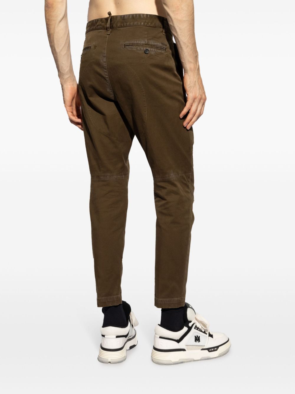 Shop Dsquared2 Distressed Tapered Trousers In Brown