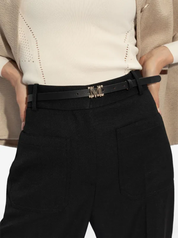 【定番】Max Mara レザー ロゴバックル ベルト Max Mara ロゴバックル レザーベルト | ブラック | FARFETCH JP