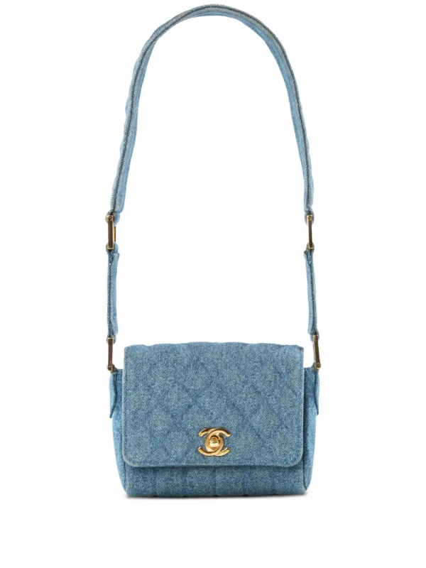 Chanel Pre-owned 1989 Mini Denim Shoulder Bag in Blue