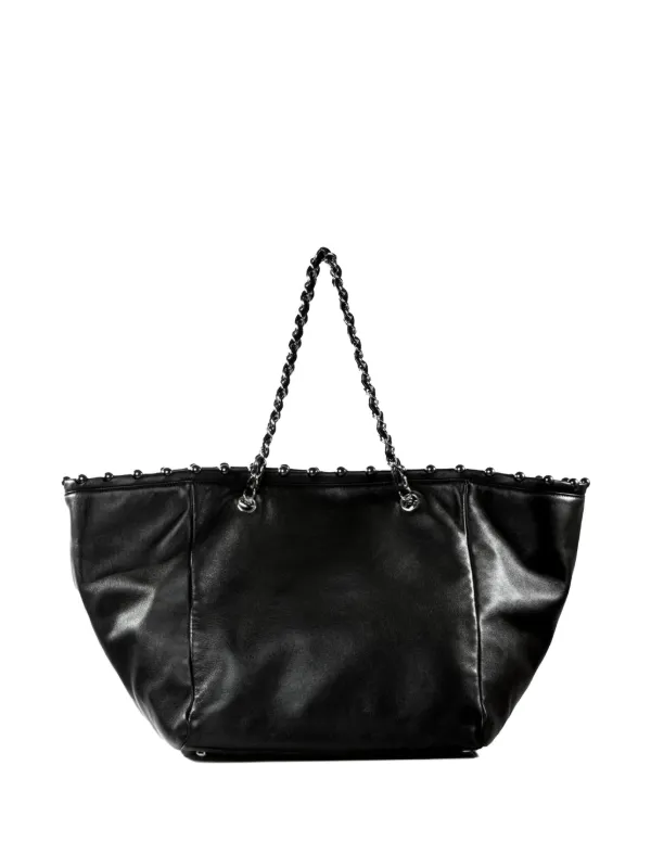 CHANEL Pre-Owned 2008 CC-studded Leather Tote Bag | Black