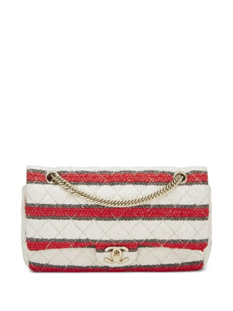 CHANEL 2009 medium Classic Flap striped shoulder bag Women