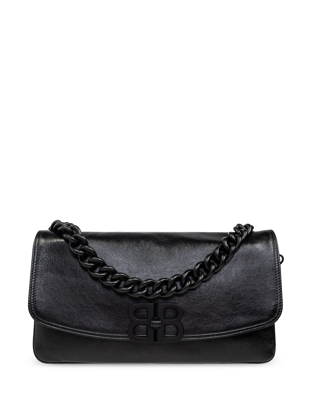 Balenciaga Medium Bb Leather Shoulder Bag In Black