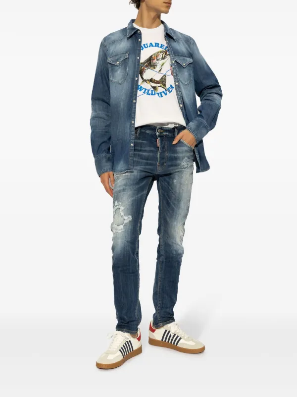 DSQUARED2 Distressed slim-cut Jeans | Blue | FARFETCH RO