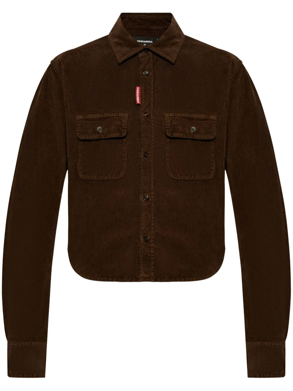 Shop Dsquared2 Dean Corduroy Cropped Shirt In Brown