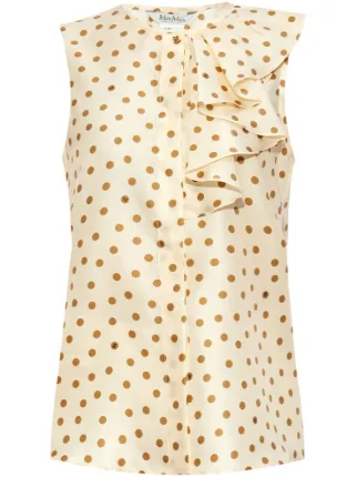 【関税込&追跡】MAX MARAシルクトップス Max Mara Pegli ポルカドット シルクブラウス | ニュートラル