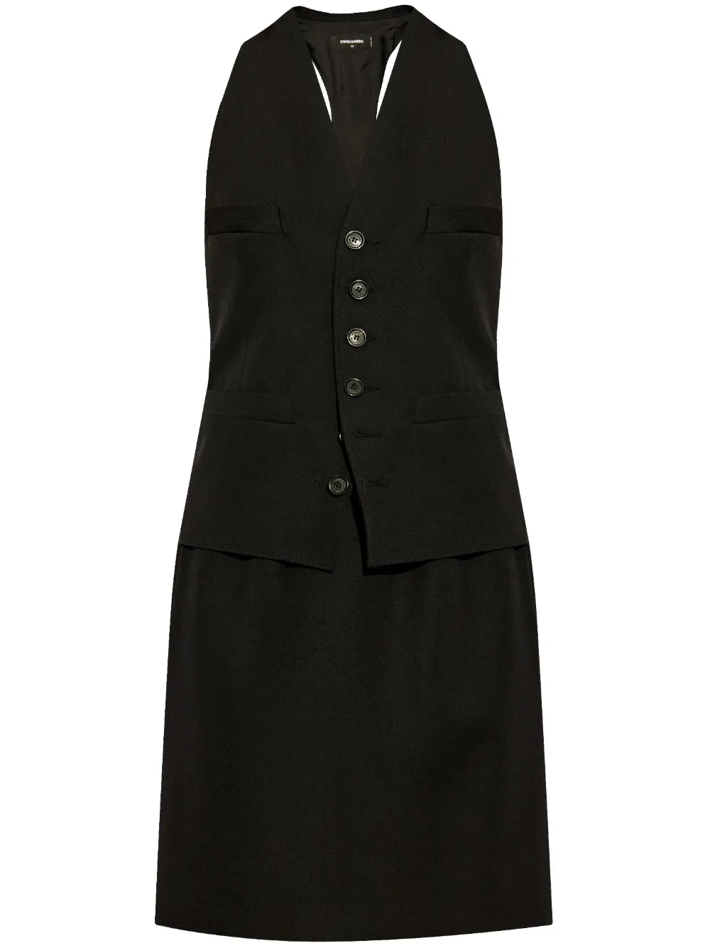 Shop Dsquared2 V-neck Wool Dress In Black