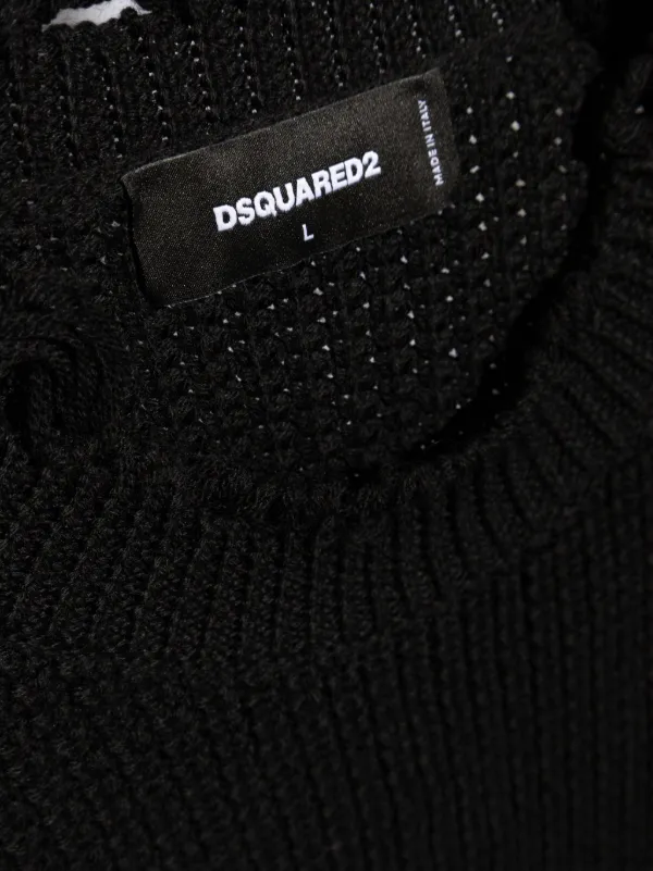 DSQUARED2 ワッフルニット セーター | ブラック | FARFETCH JP