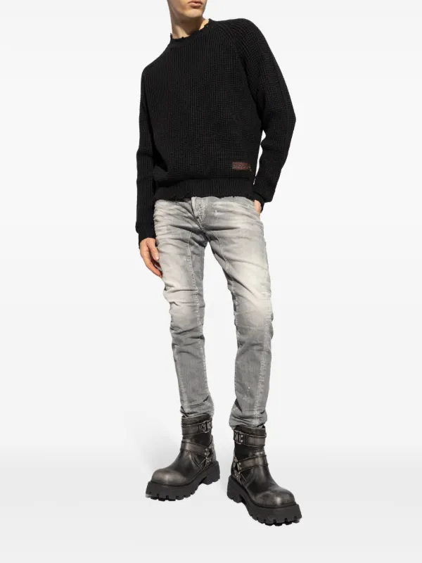 DSQUARED2 ワッフルニット セーター | ブラック | FARFETCH JP