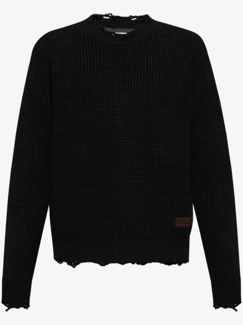 DSQUARED2 logo-patch waffle-knit jumper