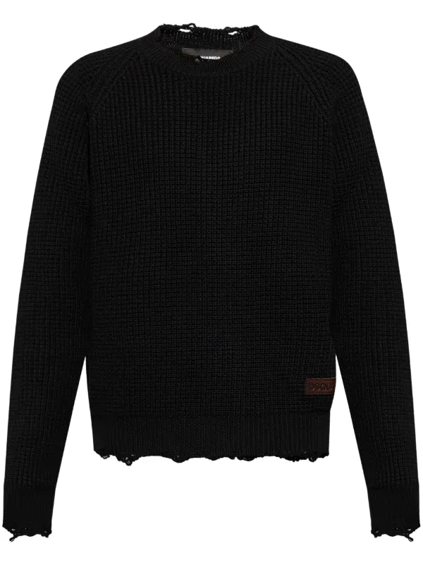 DSQUARED2 ワッフルニット セーター | ブラック | FARFETCH JP