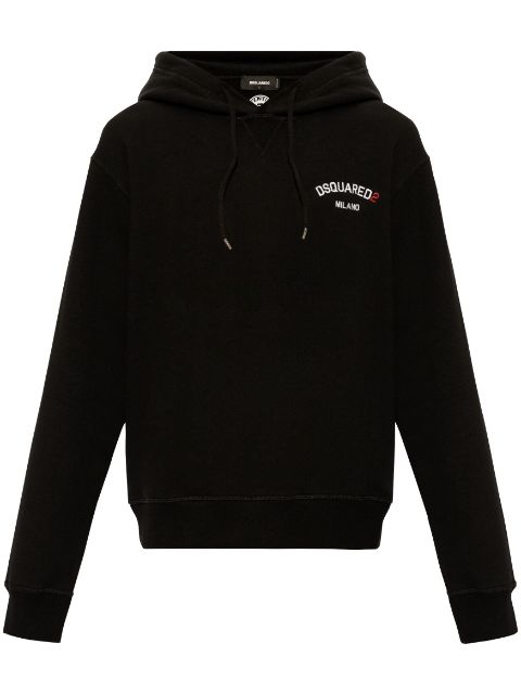 DSQUARED2 logo-embroidered cotton hoodie Men