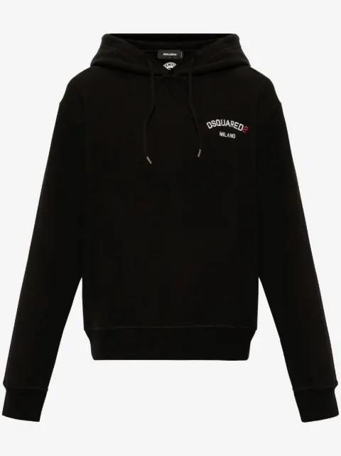DSQUARED2 logo-embroidered cotton hoodie