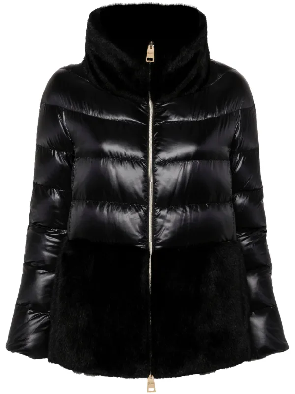 Herno faux fur Quilted Down Jacket Black FARFETCH IL