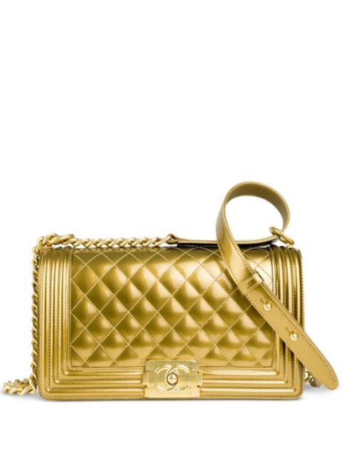 Affordable HOT SALE CHANEL 2017 medium Boy metallic shoulder bag Women