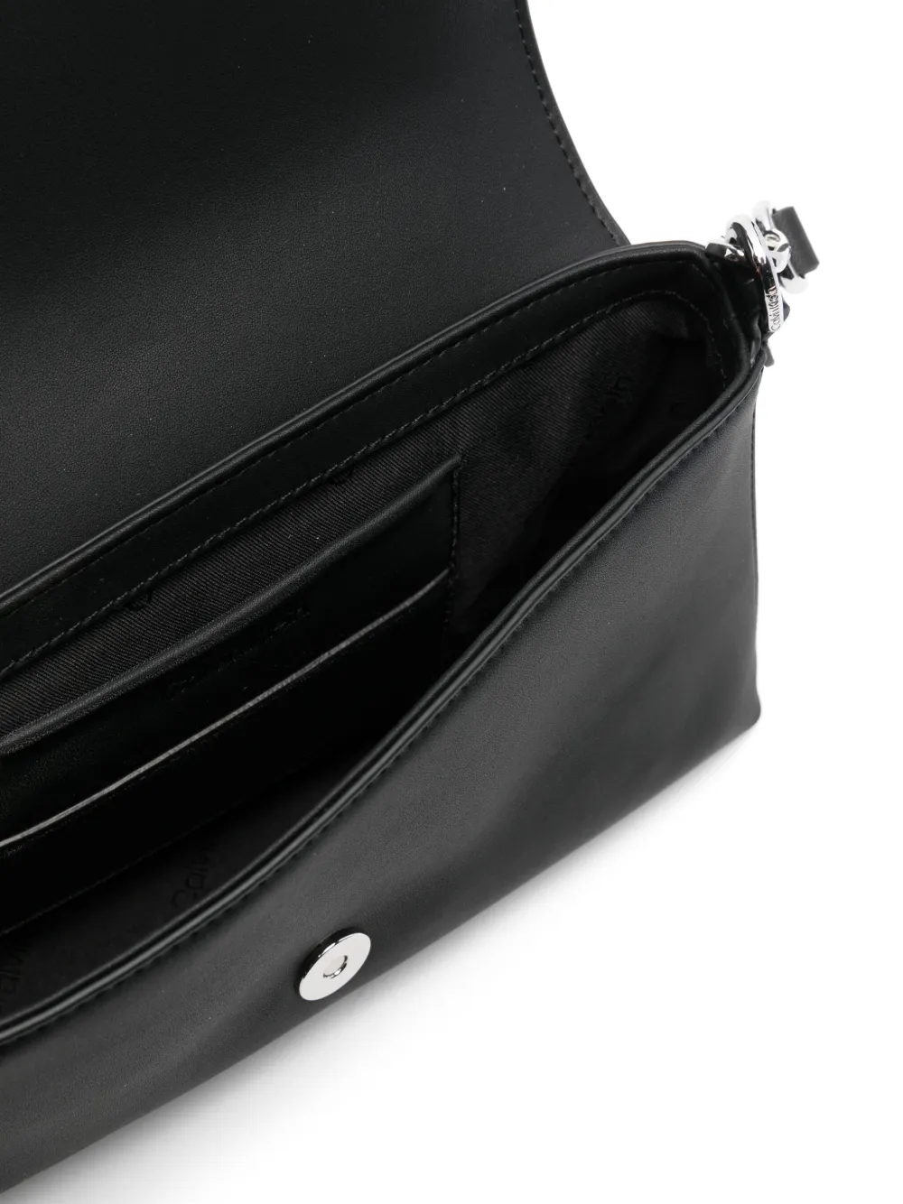 Calvin Klein Embossed Crocodile-effect Logo Plaque Shoulder Bag in Black, view 5