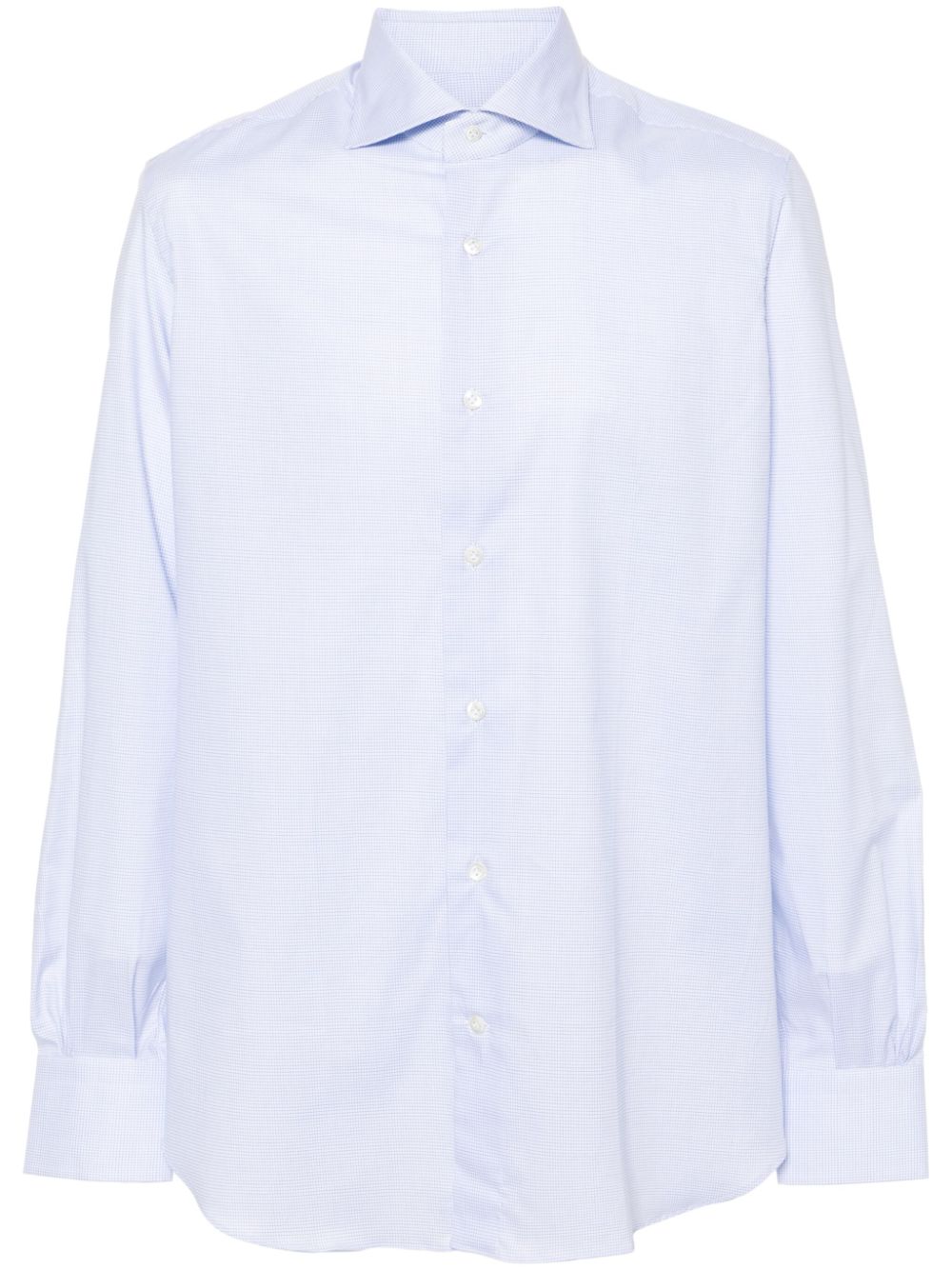 Mazzarelli Spread-collar Cotton Shirt In Blue