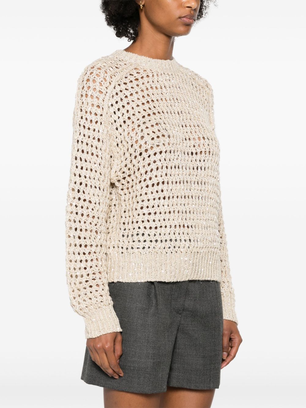 Brunello Cucinelli sequined open-knit jumper Women