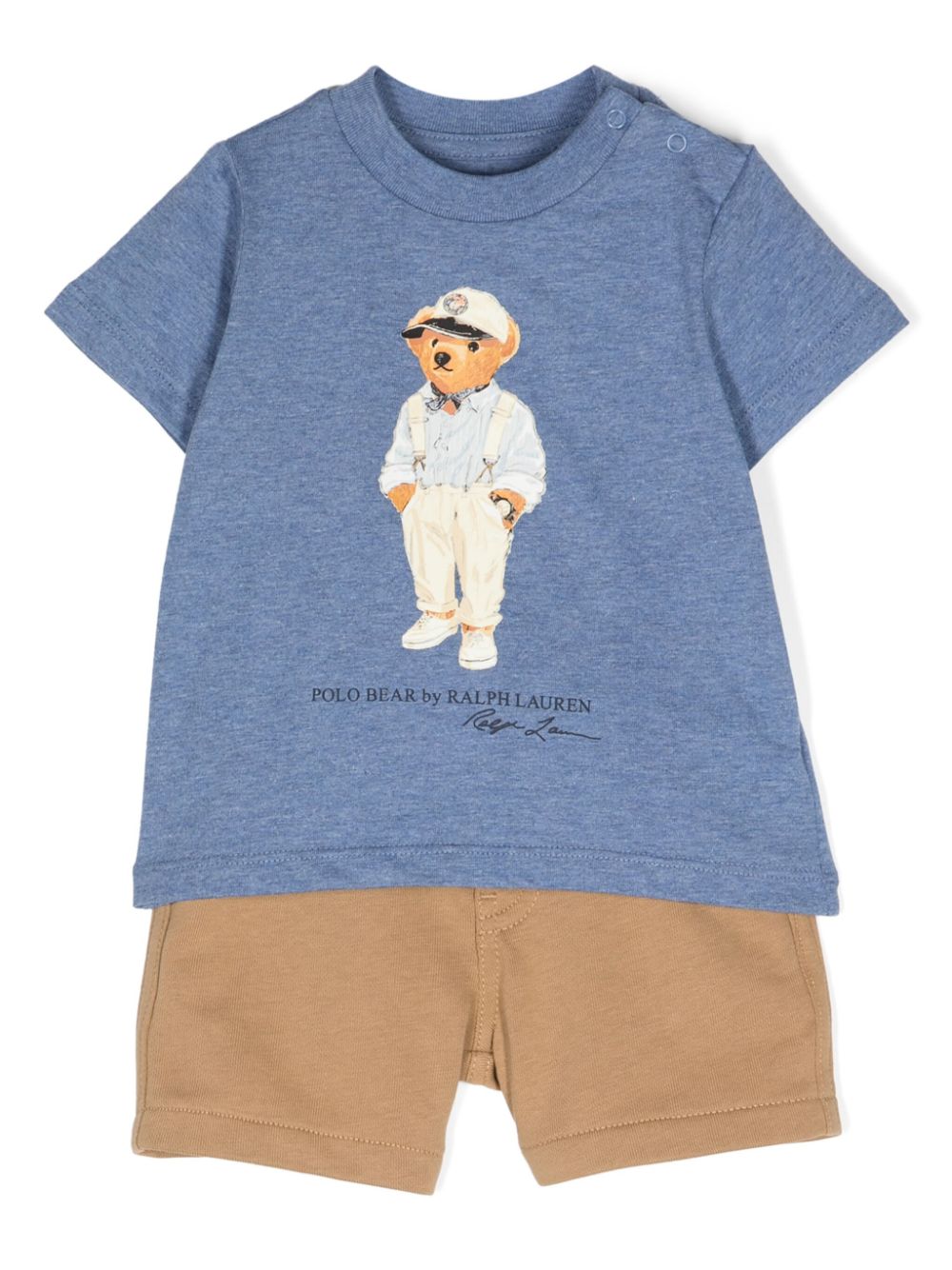 Polo Ralph Lauren Babies' Polo Bear-print Shorts Set In Blue