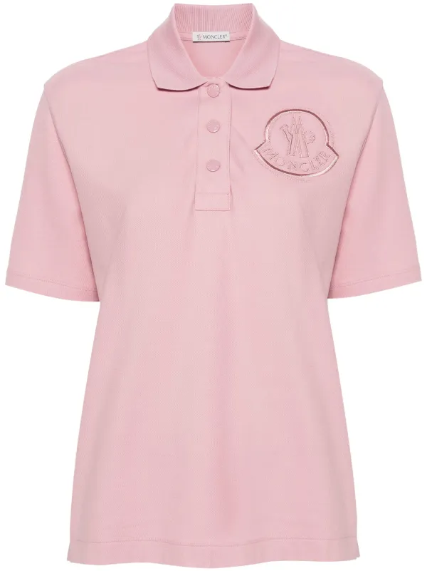 Moncler logo embroidered Polo Shirt Pink FARFETCH HK