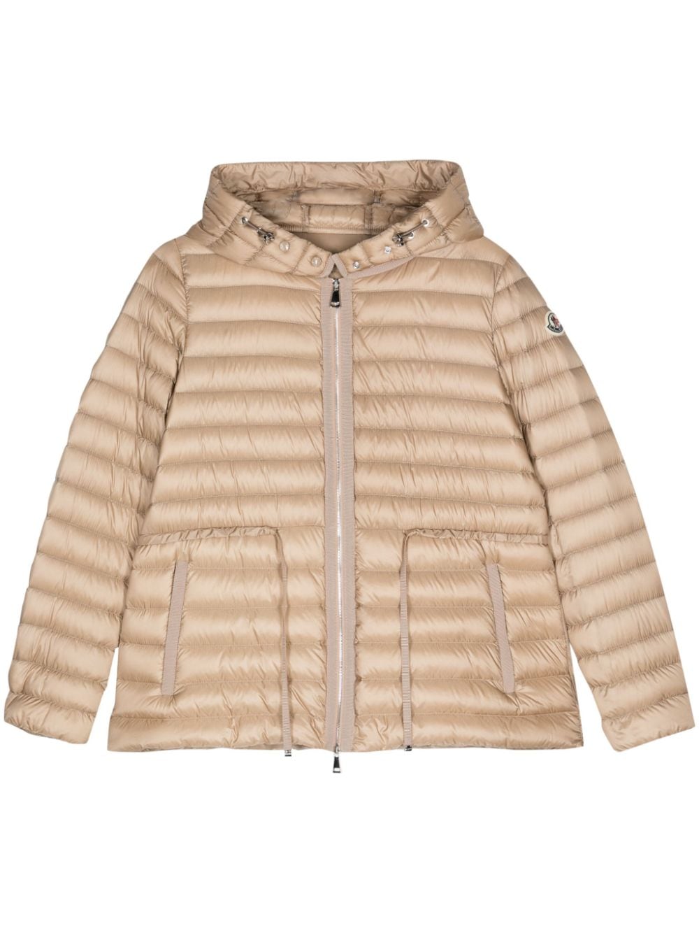 Shop Moncler Raie Padded Hooded Jacket In Nude