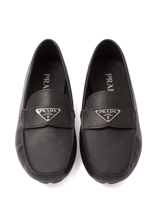 Prada triangle-logo Leather Loafers | Black | FARFETCH Prada triangle-logo Leather Loafers | Black | FARFETCH