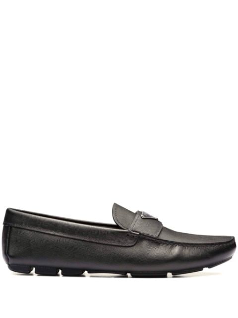 Prada triangle-logo leather loafers