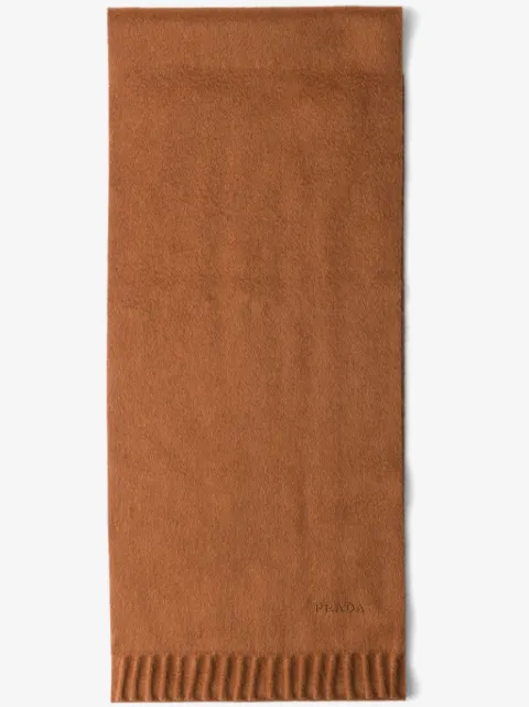Prada logo-embroidered cashmere scarf 