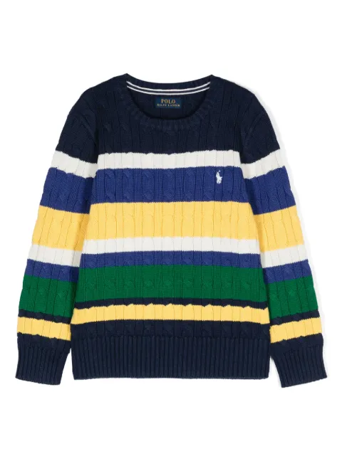 POLO RALPH LAUREN KIDS striped cable-knit jumper
