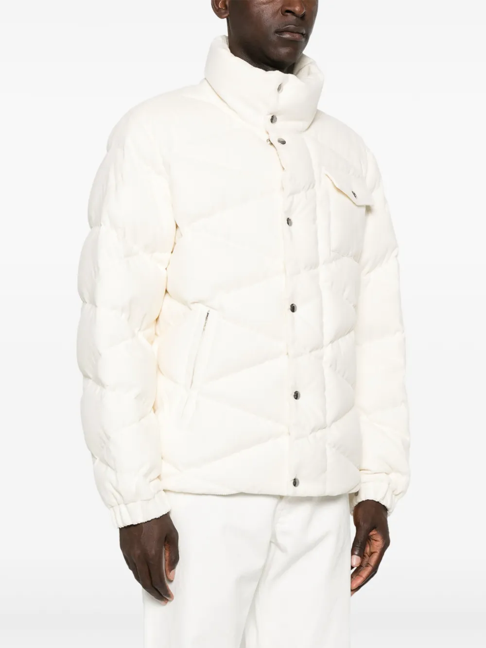 Moncler Kaver ribfluwelen gewatteerd jack Beige