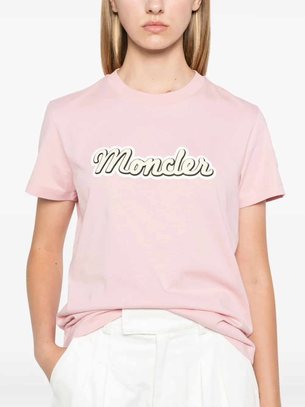 Moncler T-shirt met logoprint Roze
