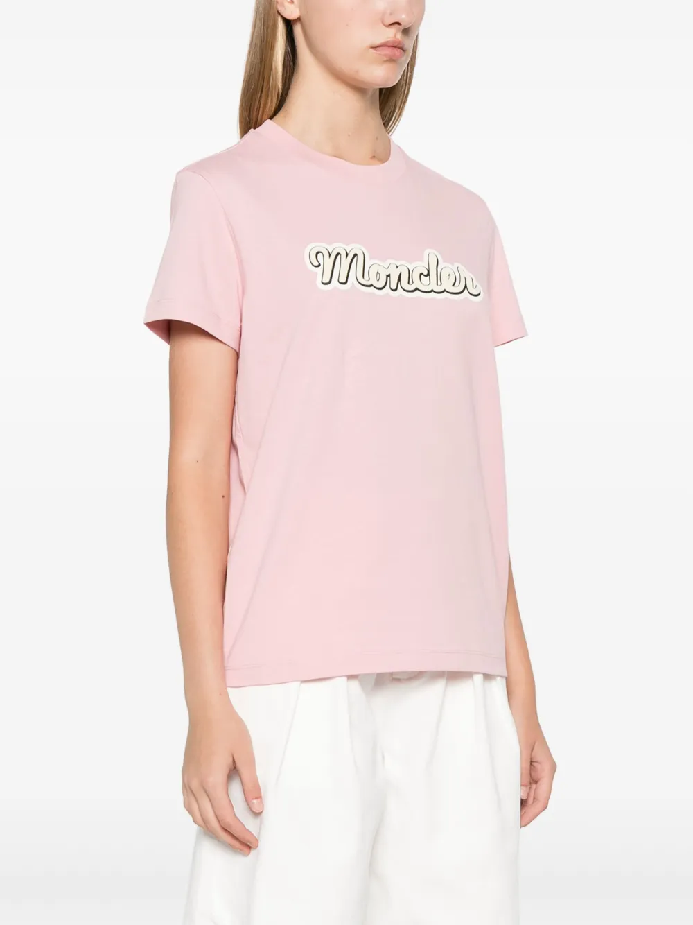 Moncler T-shirt met logoprint Roze