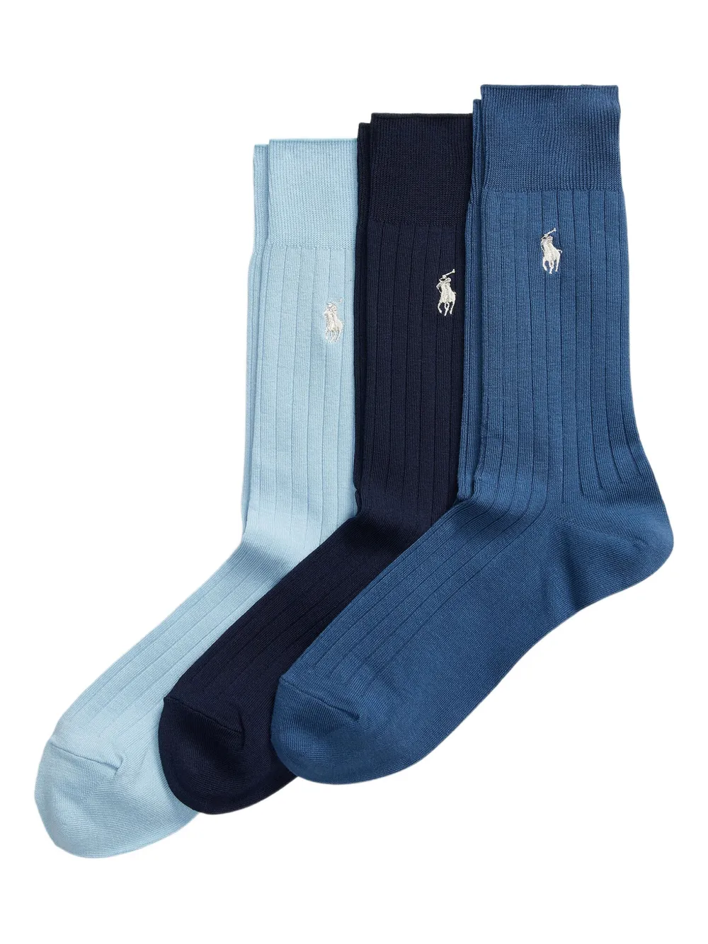 Polo Ralph Lauren Drie paar geribbelde sokken Blauw