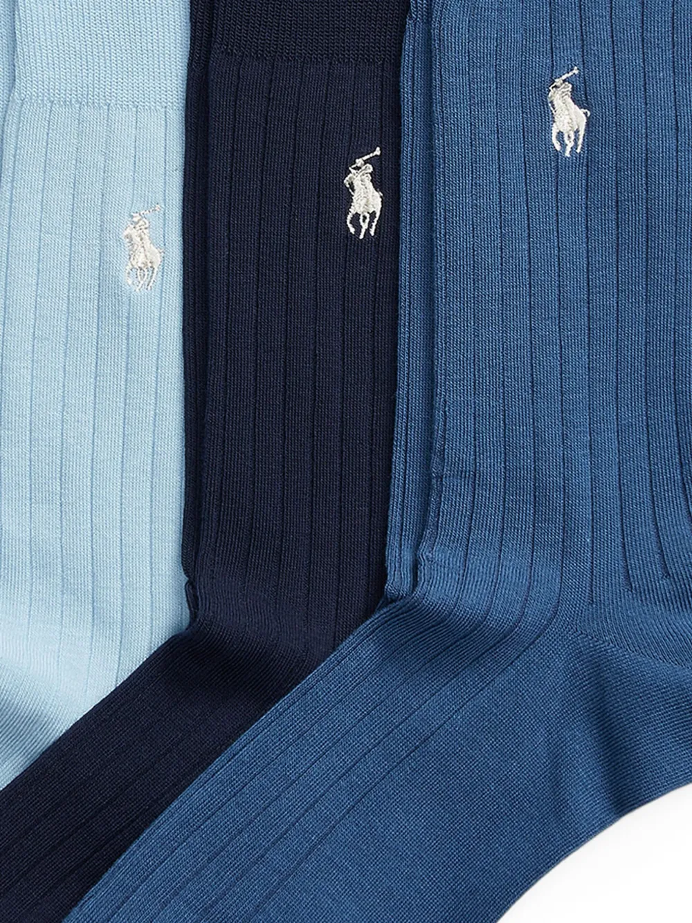 Polo Ralph Lauren Drie paar geribbelde sokken Blauw