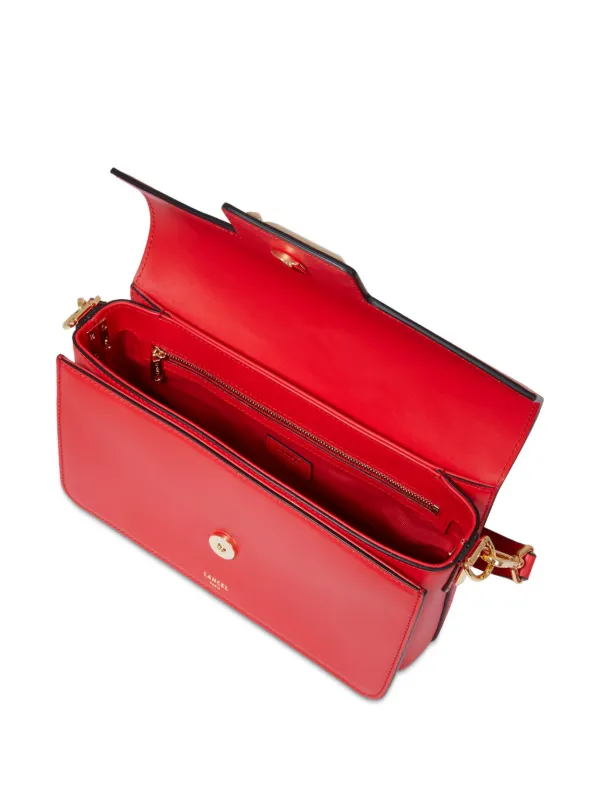 LANCEL 赤いレザー 気安い クラッチバッグ フロントポケット付き