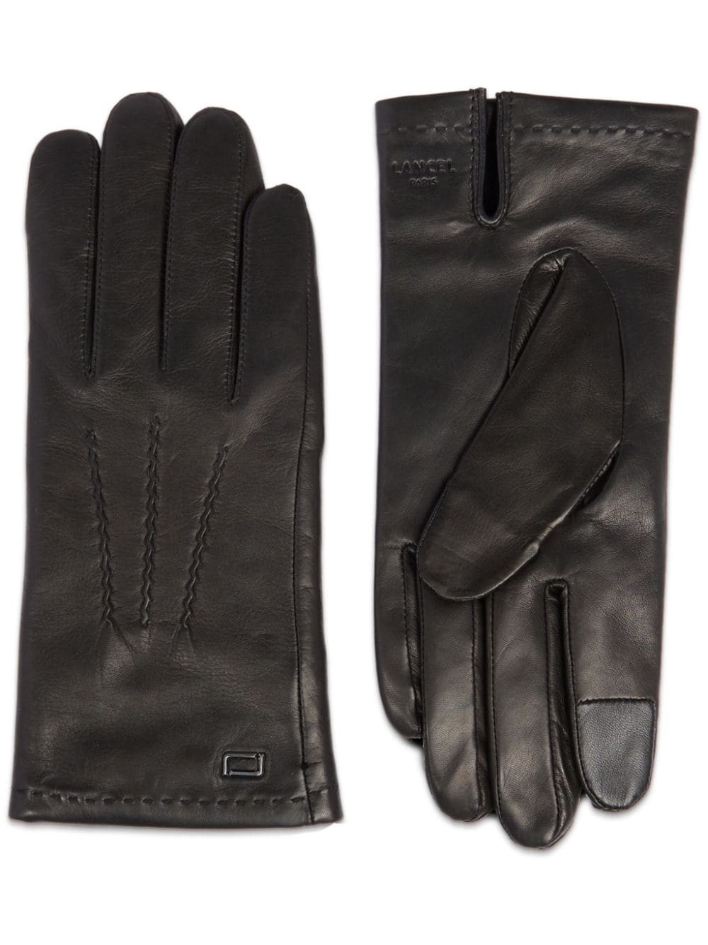 Shop Lancel Sellier Logo-stamp Lather Gloves In Black