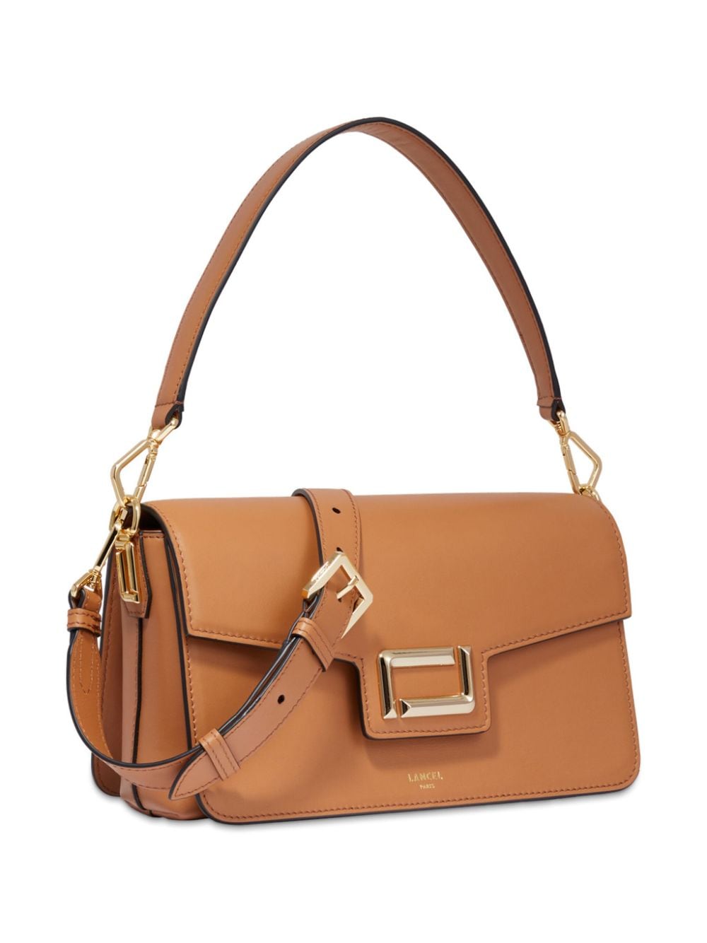 Shop Lancel Leather Medium Flap Bag In Brown