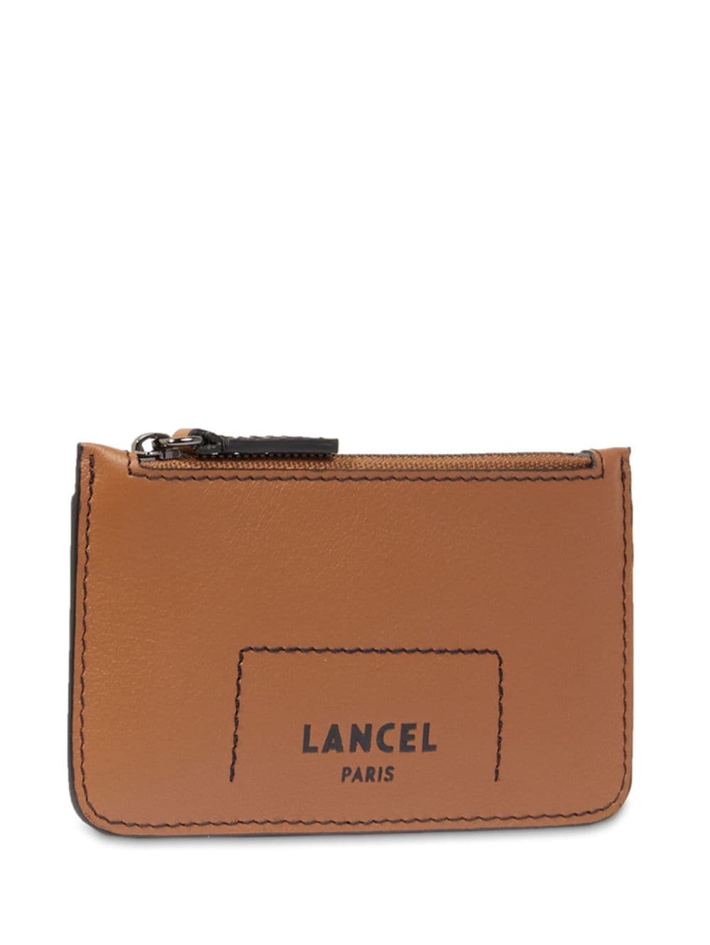 Shop Lancel Logo-print Leather Card Holder In Brown