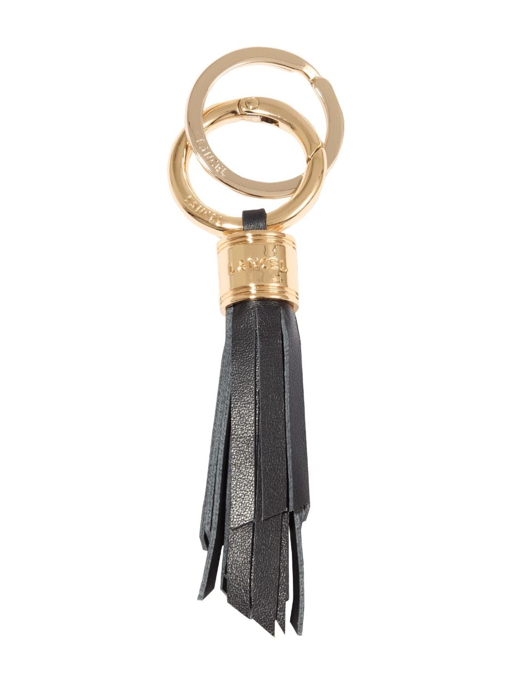 Lancel Medium Tassel Leather Keyring In Black