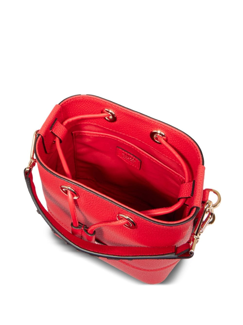 Shop Lancel Leather Mini Bucket Bag In Red