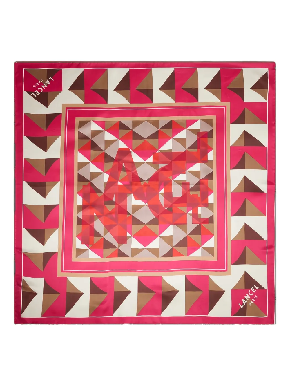 Lancel Labyrinth Silk Scarf In Red